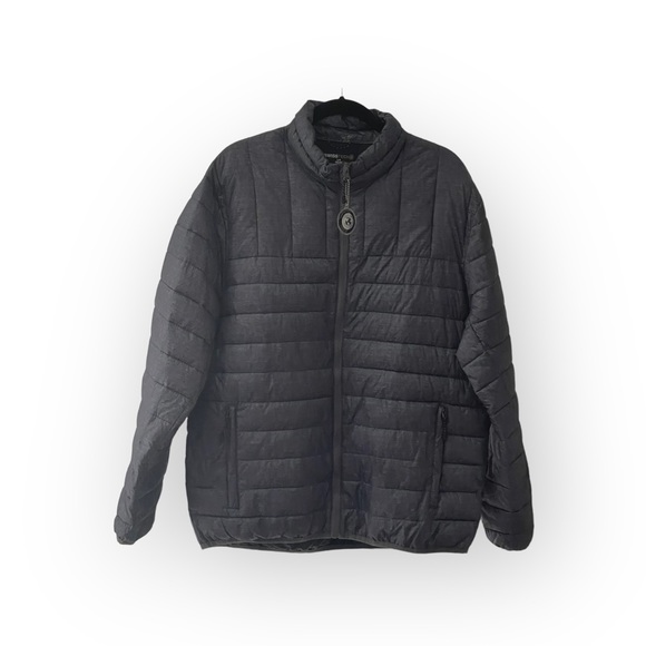 new Swiss Tech ★ Packable Folding Lightweight Puffer Jacket Parka ★ Grey Flannel - Picture 3 of 16